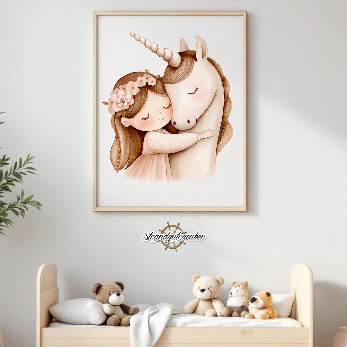 Buegelbild Mädchen mit Einhorn Buegelbild Mädchen mit Einhorn